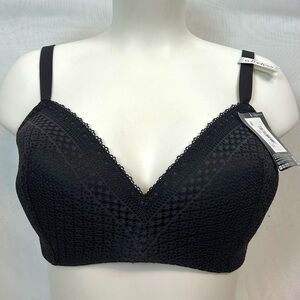 NWT Maidenform Black Lace Trim Wirefree T-Shirt Bra 36DD